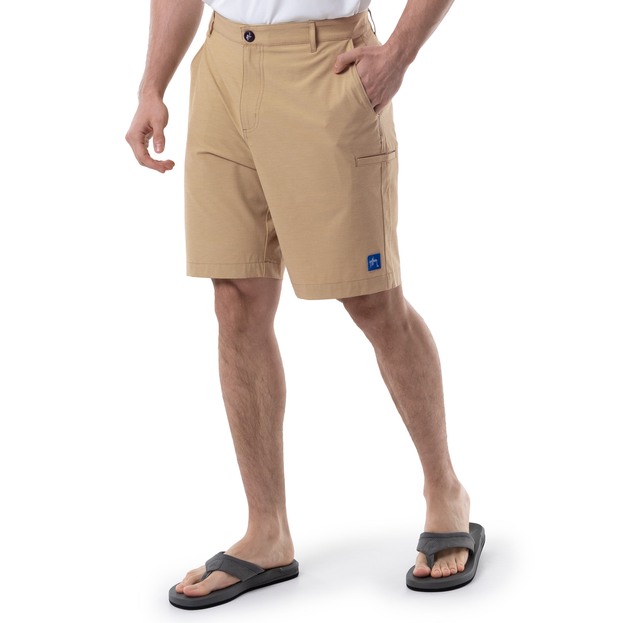 Men's Khaki Performance Hybrid Short 4-Way Stretch View 6