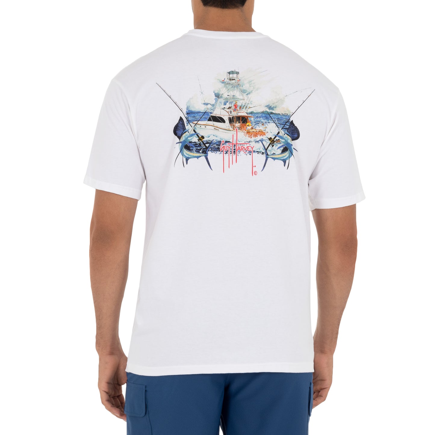 Guy Harvey Men's Paradise Fishing Short Sleeve T-Shirt, Size: Medium, White