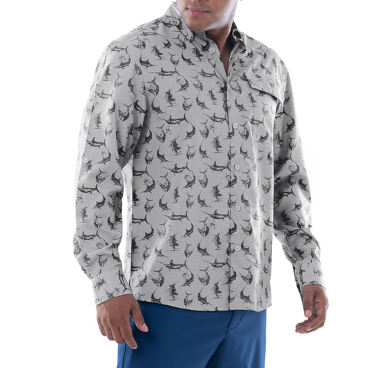 Men's Retro Billfish Long Sleeve Fishing Shirt