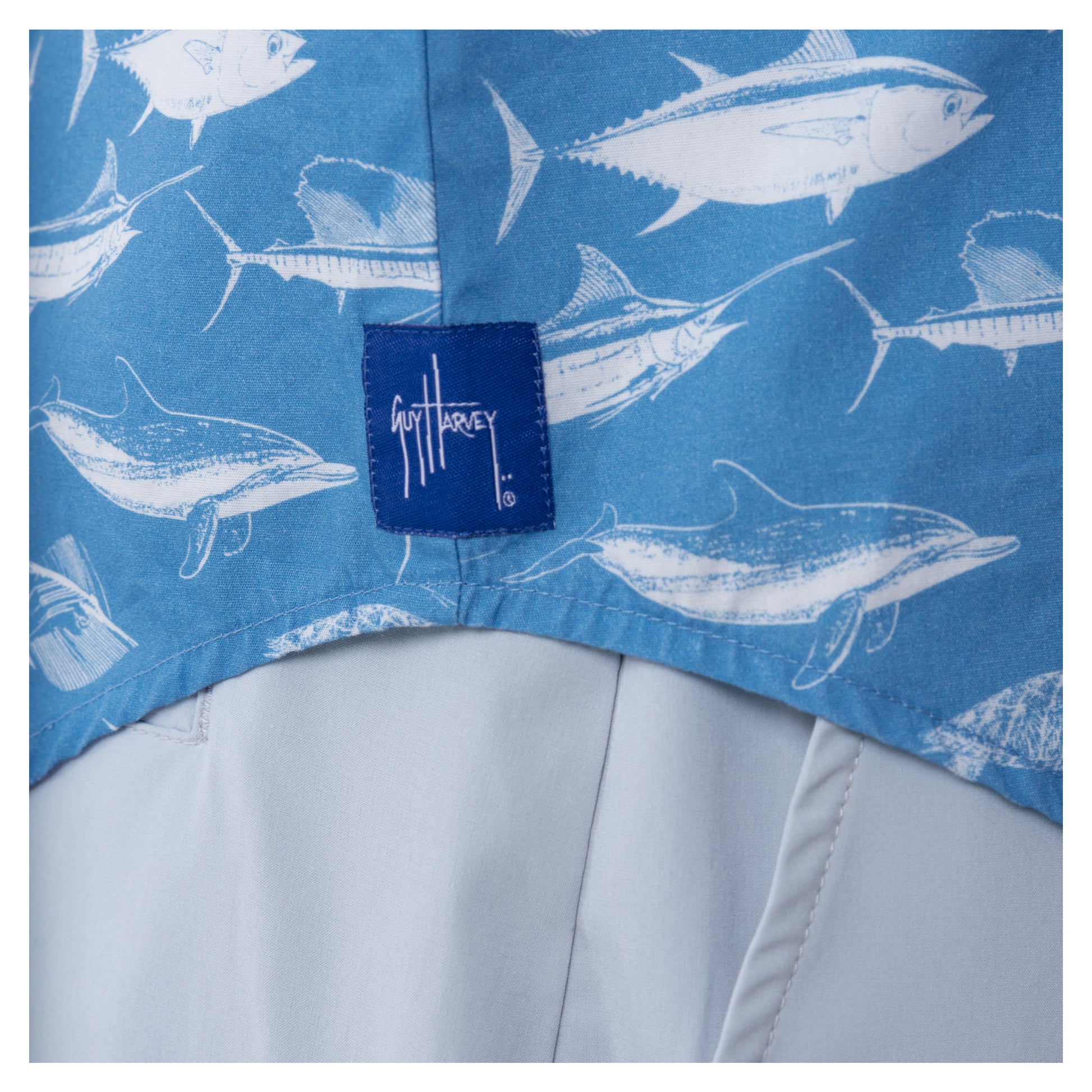 Guy Harvey Men's Printed Short Sleeve Woven Shirt L Bonnie Blue