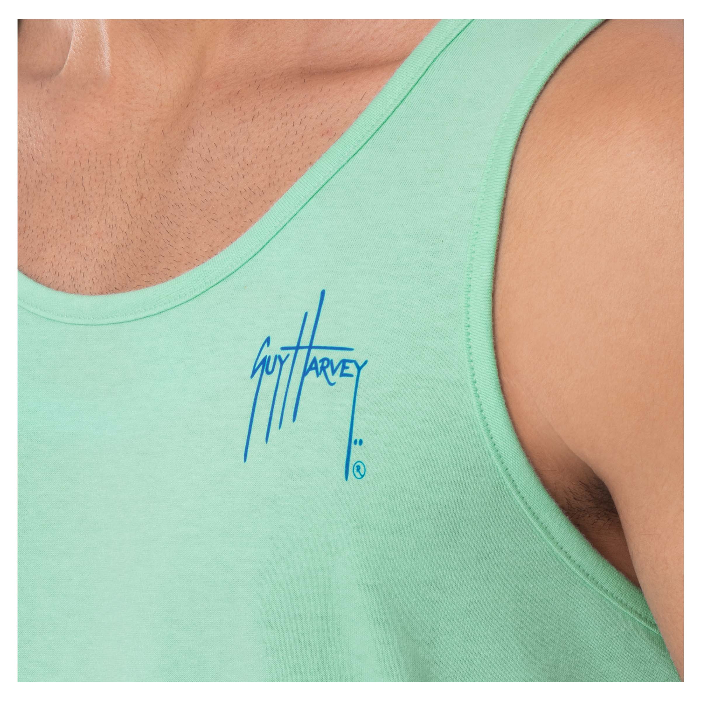 Men's Fishing Paradise Green Tank Top View 6