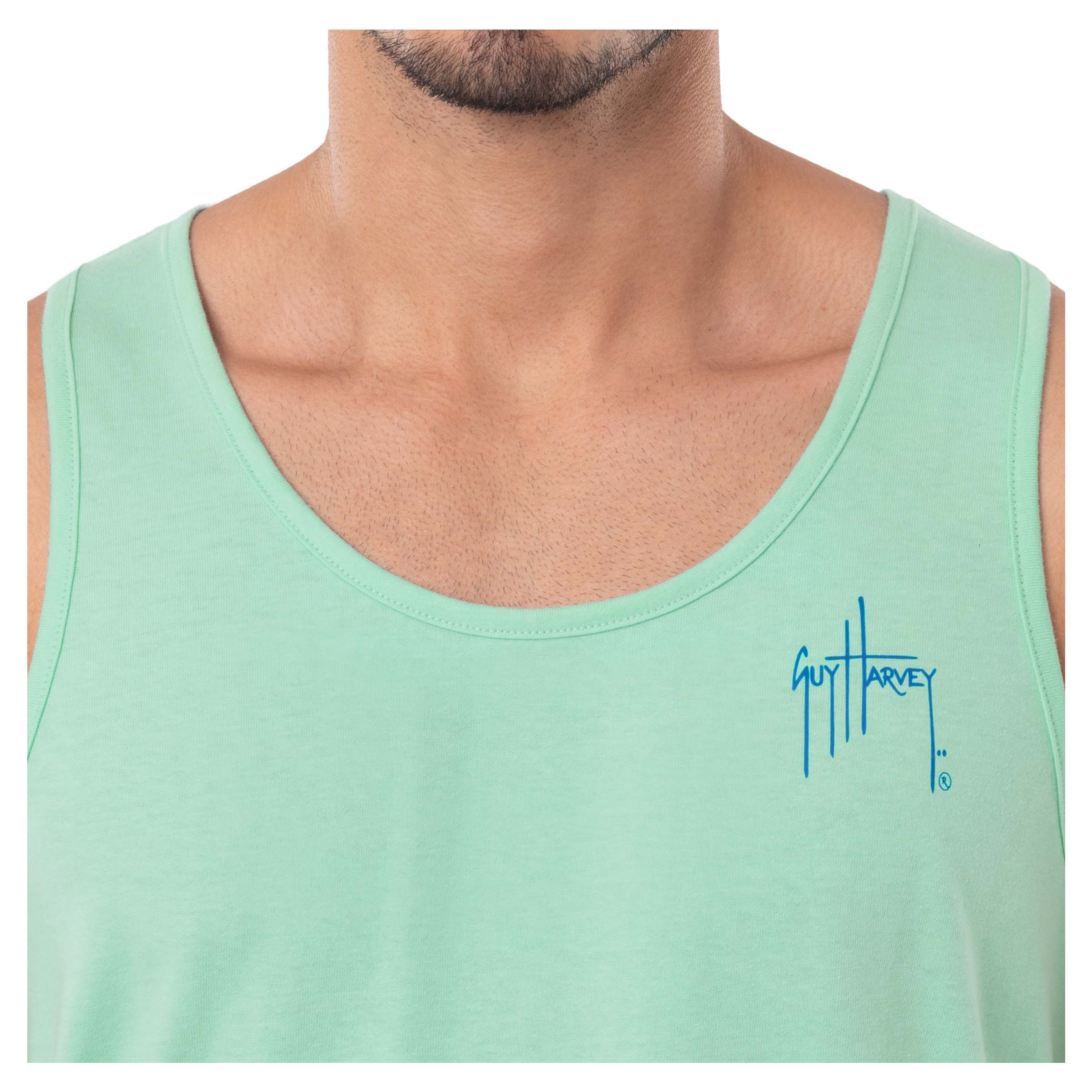 Men's Fishing Paradise Green Tank Top View 5