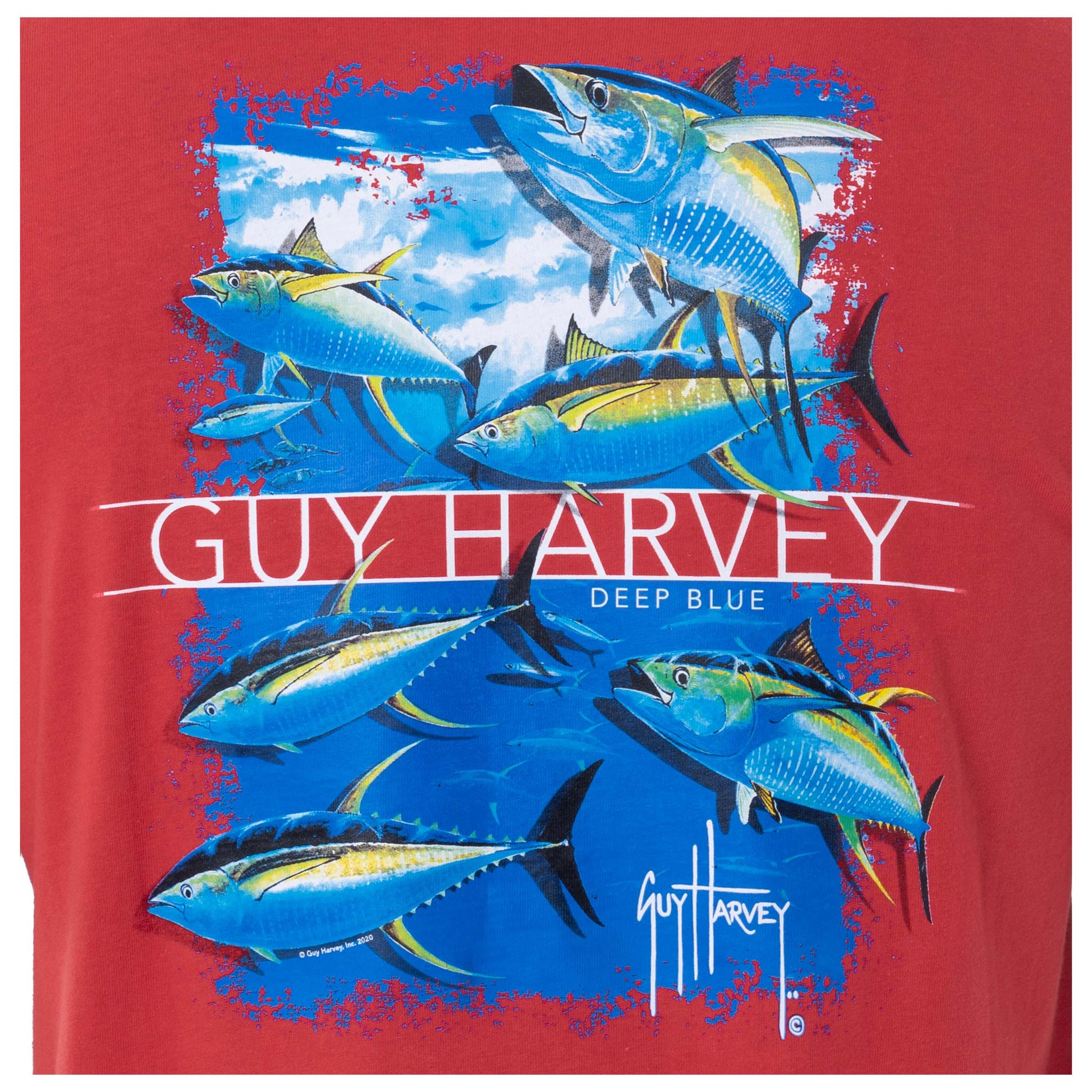 Guy Harvey Men's Deep Blue Short Sleeve T-Shirt M Tomato