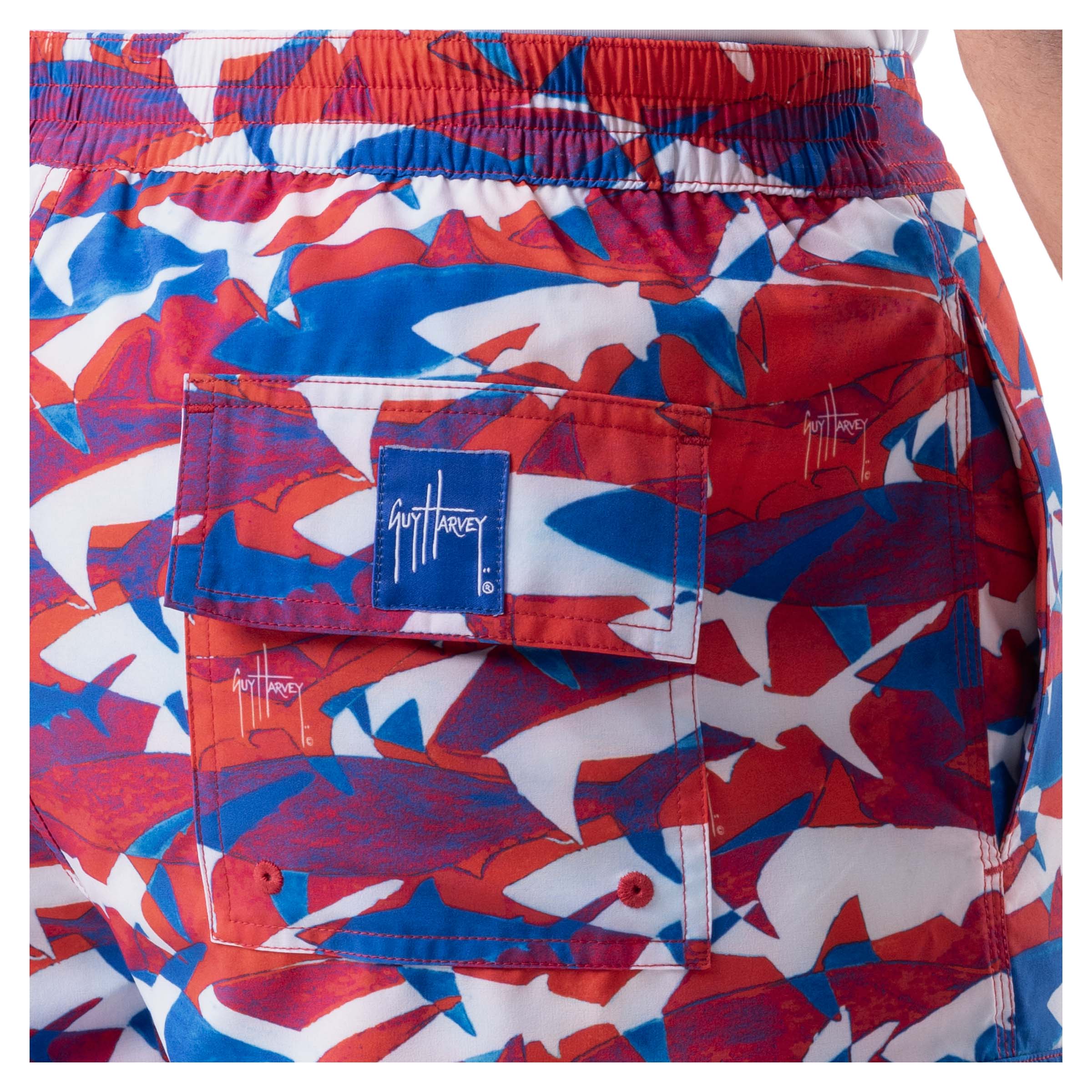 Men's USA Shark 7" Volley Swim Trunk View 7