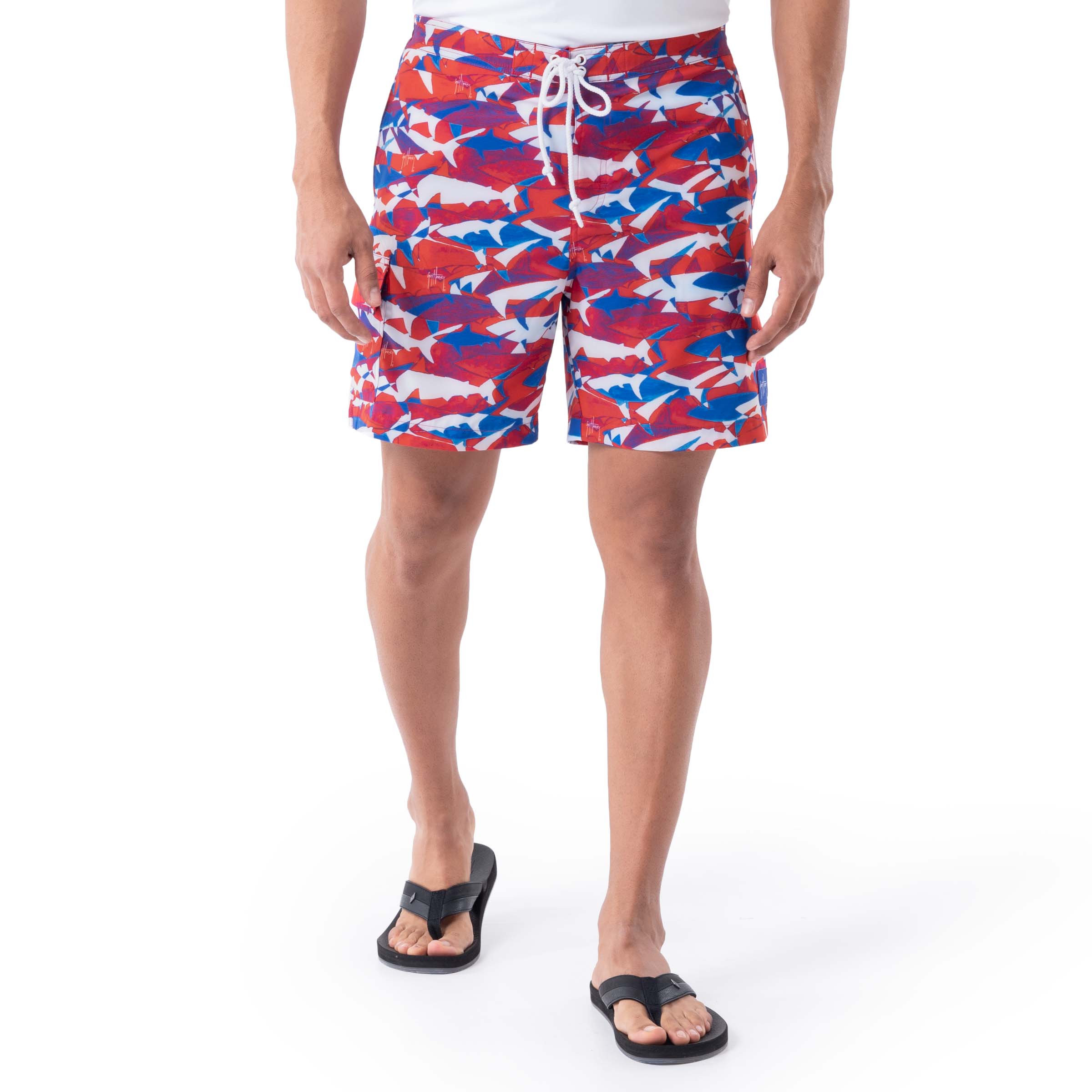 Men's USA Shark 7" Volley Swim Trunk View 2