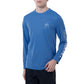 Men Long Sleeve Performance Fishing Sun Protection with UPF 50 Plus. Color Blue Front