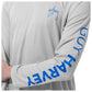 Men Long Sleeve Performance Fishing Sun Protection with UPF 50 Plus. Color Grey Sleeve has Guy Harvey text