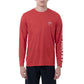 Men Long Sleeve Performance Fishing Sun Protection with UPF 50 Plus. Color Red Front