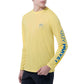 Men Long Sleeve Performance Fishing Sun Protection with UPF 50 Plus. Color Yellow Sideview