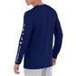 Picture shows a men core solid long sleeve sun protection fishing shirt in color navy back view View 3