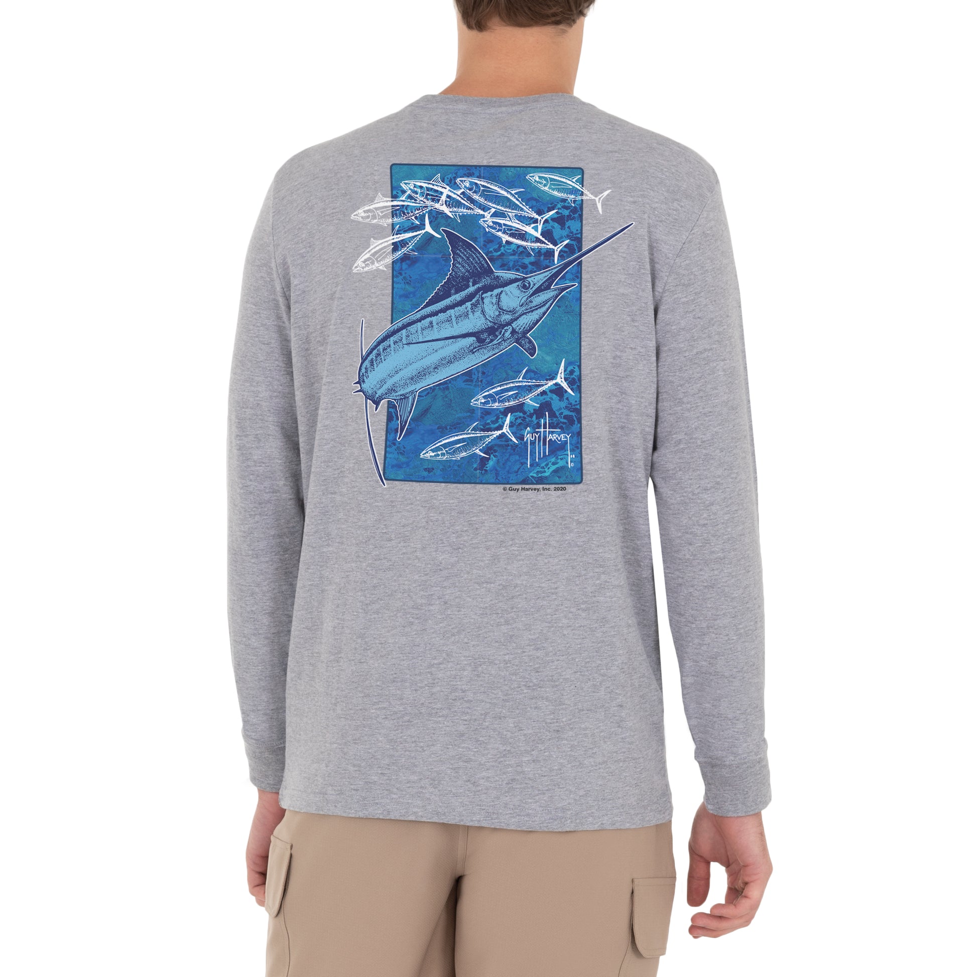 Men's In Blue Realtree Long Sleeve Pocket T-Shirt View 1