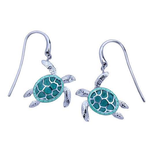 Sea Turtle Earrings Enameled and Crafted in Sterling Silver