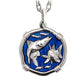 Large Size Enameled Sterling Silver Medallion with Necklace Chain