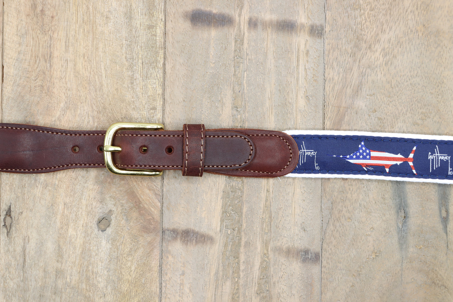 Men's USA Marlin Leather Tab Belt View 3