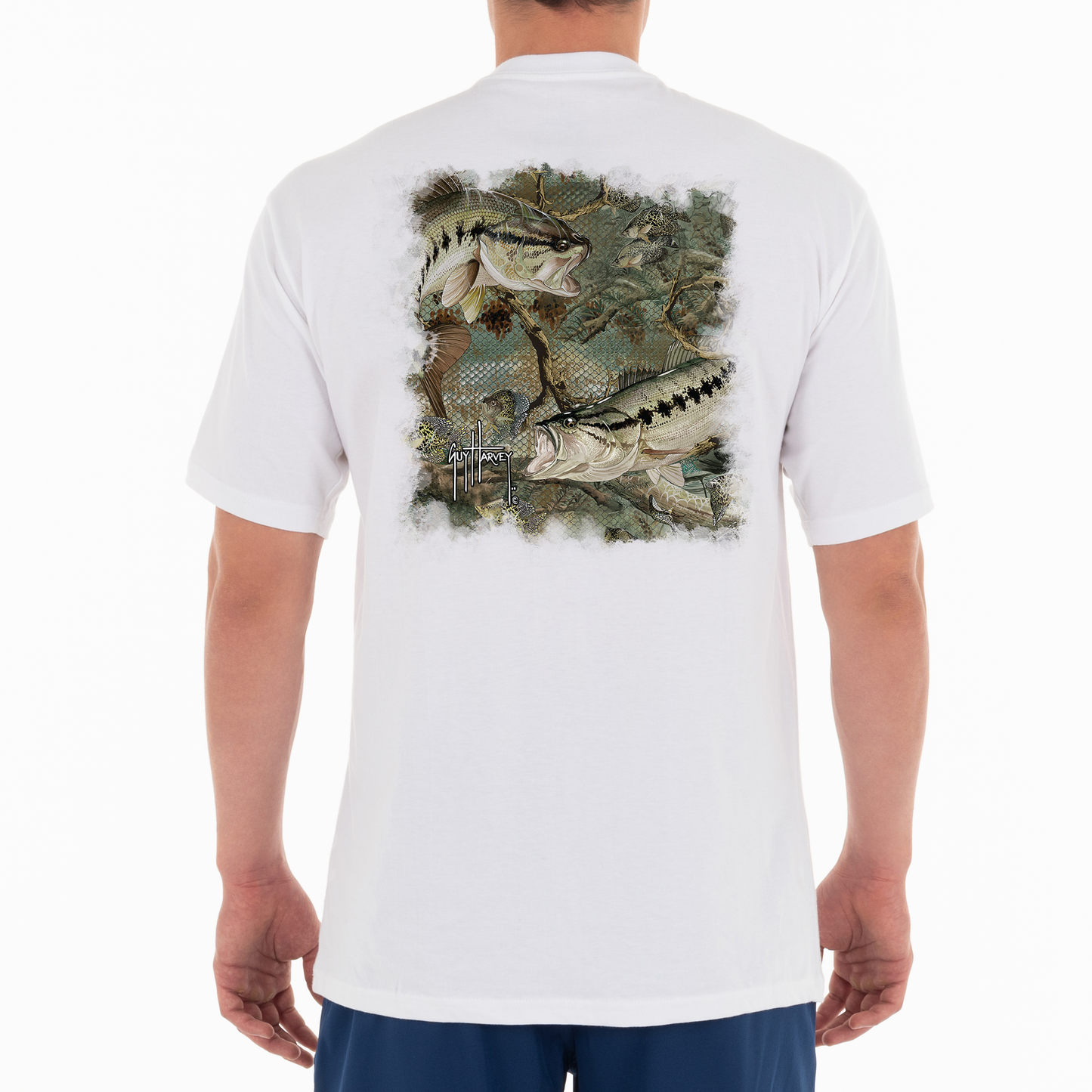Men Freshwater Camo Bass Short Sleeve Pocket T-Shirt View 1