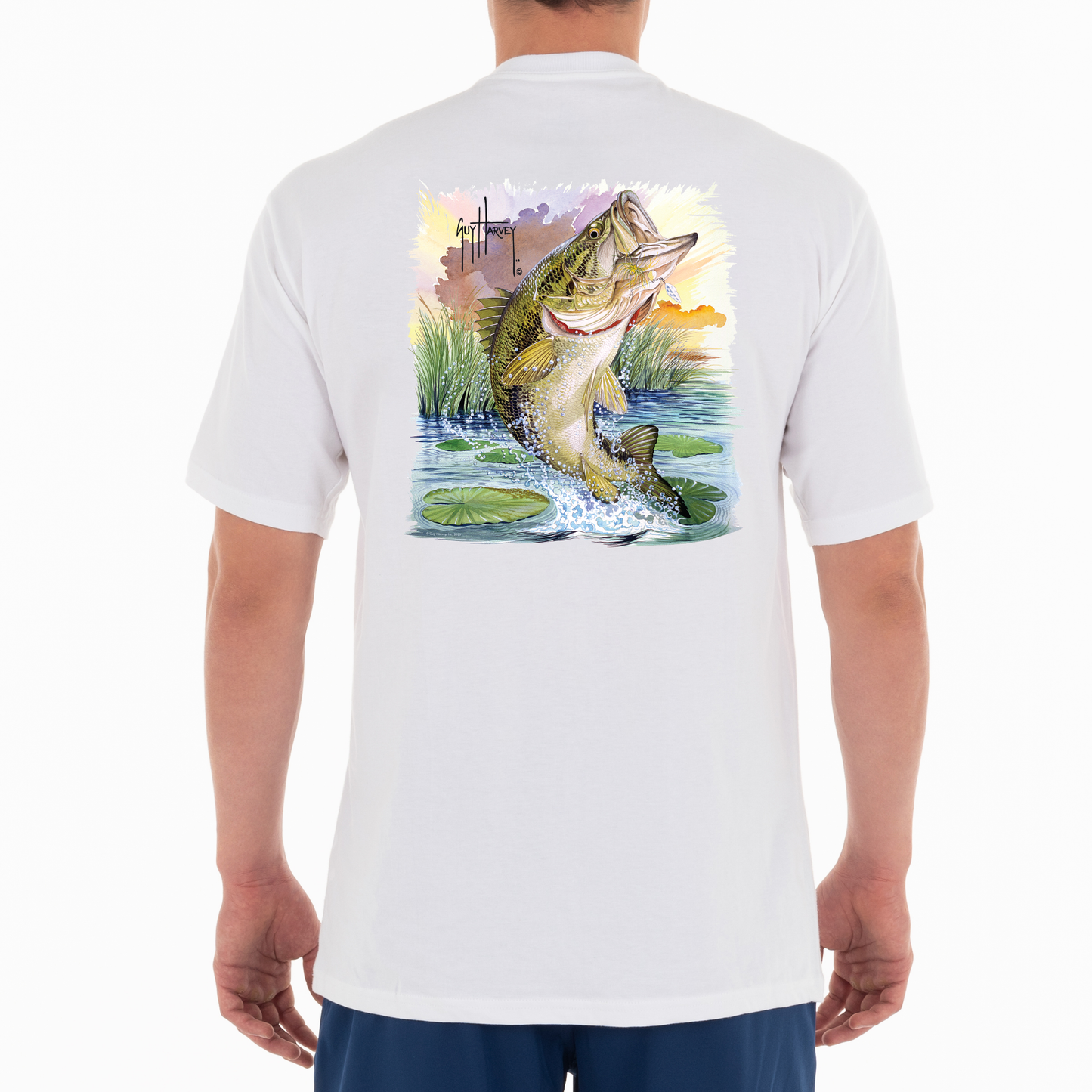 Men Freshwater Jumping Bass Short Sleeve Pocket T-Shirt