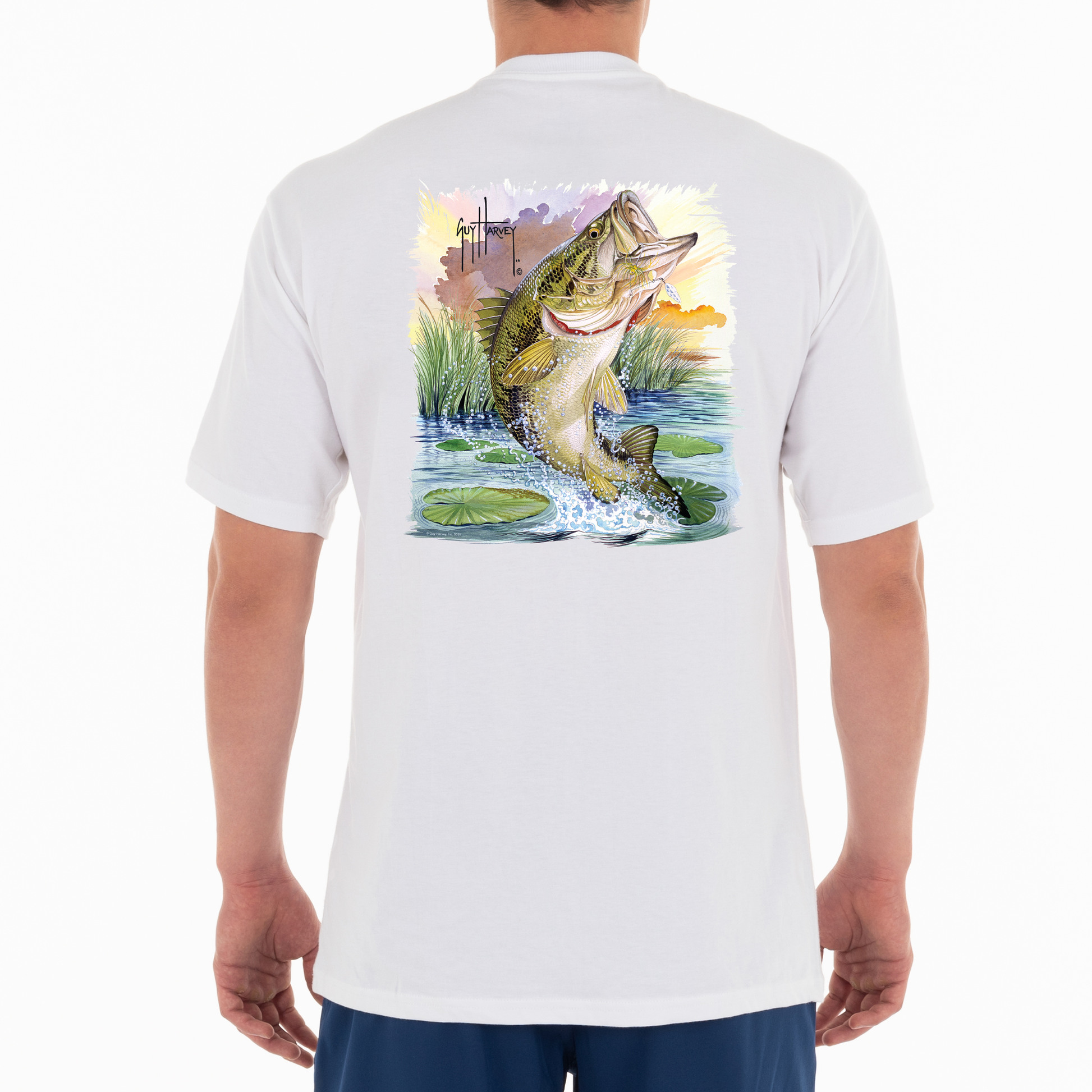 Men Freshwater Jumping Bass Short Sleeve Pocket T-Shirt View 1