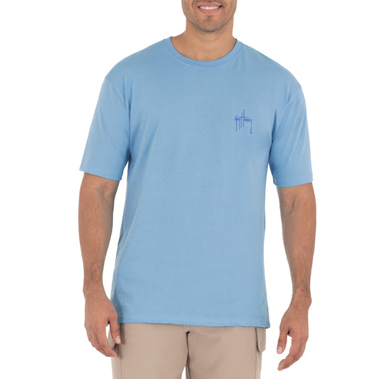 Men's Water Shield Short Sleeve Blue T-Shirt View 2