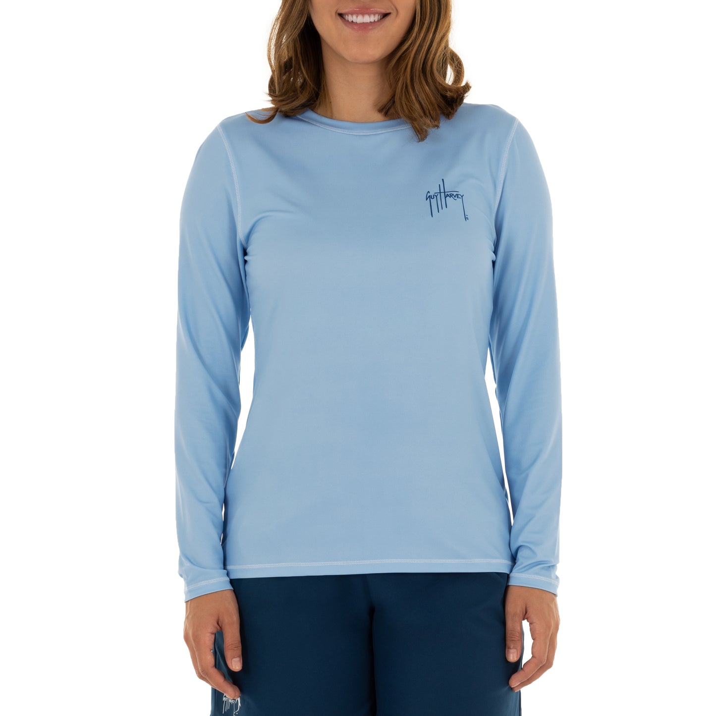 Ladies Lure Americana Long Sleeve Blue Sun Protection Top View 7