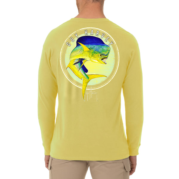 Guy Harvey Shirt Mens 2XL Yellow Fin Tuna Cotton Long Sleeve Pocket T Shirt