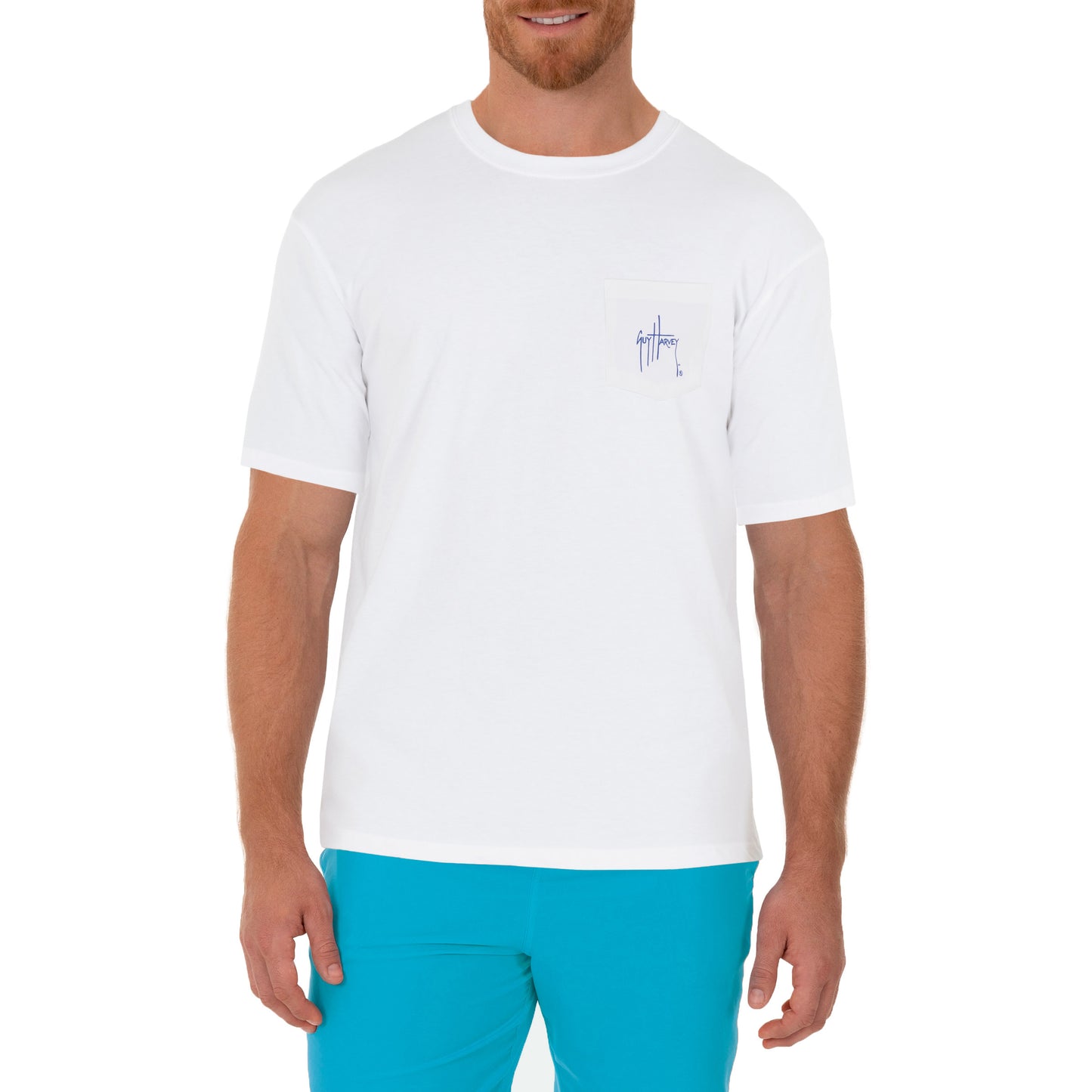 Men's Offshore Haul Wahoo Short Sleeve Pocket White T-Shirt View 2