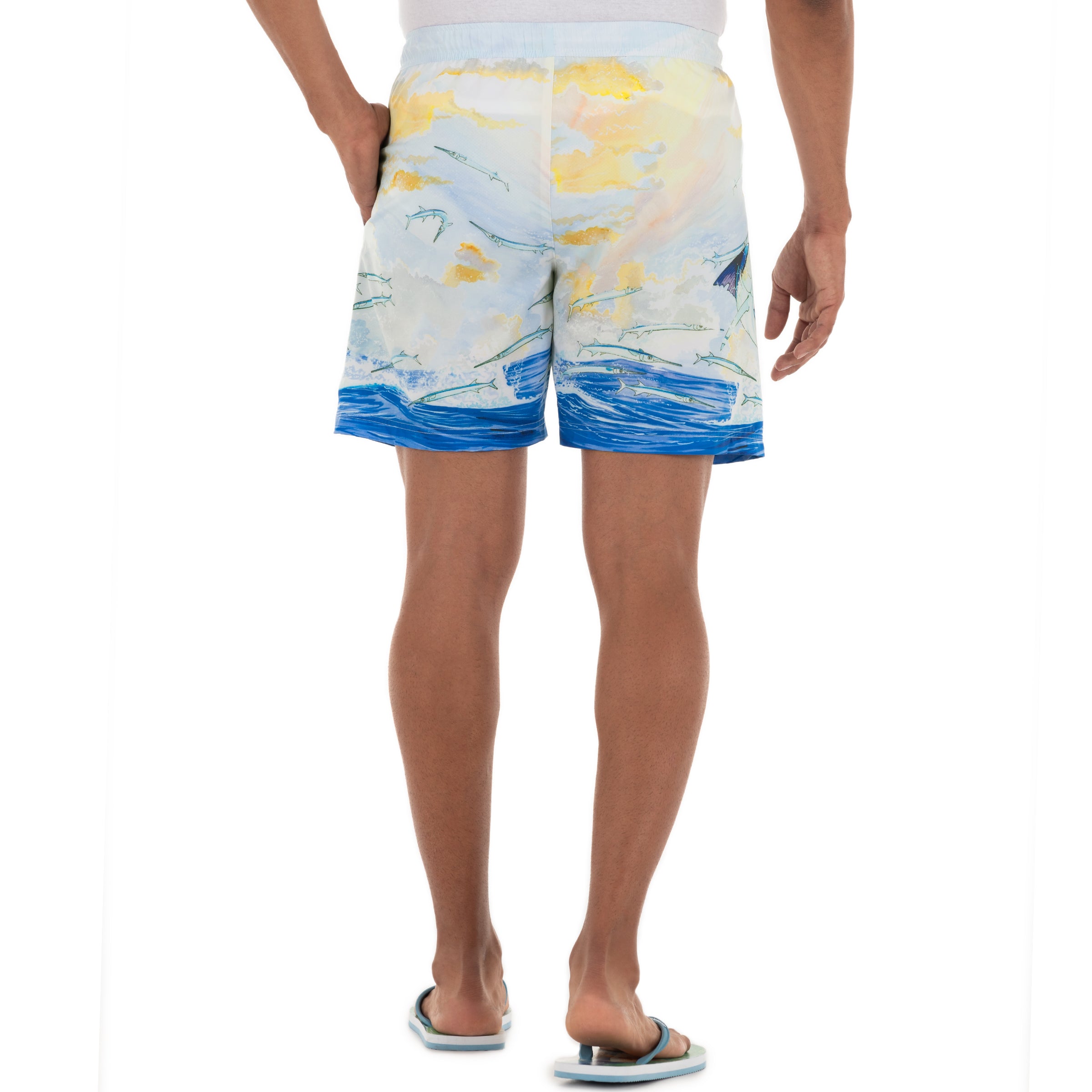 Men's Blue Sunrise Sailfish 7" Volley Swim Trunk View 6