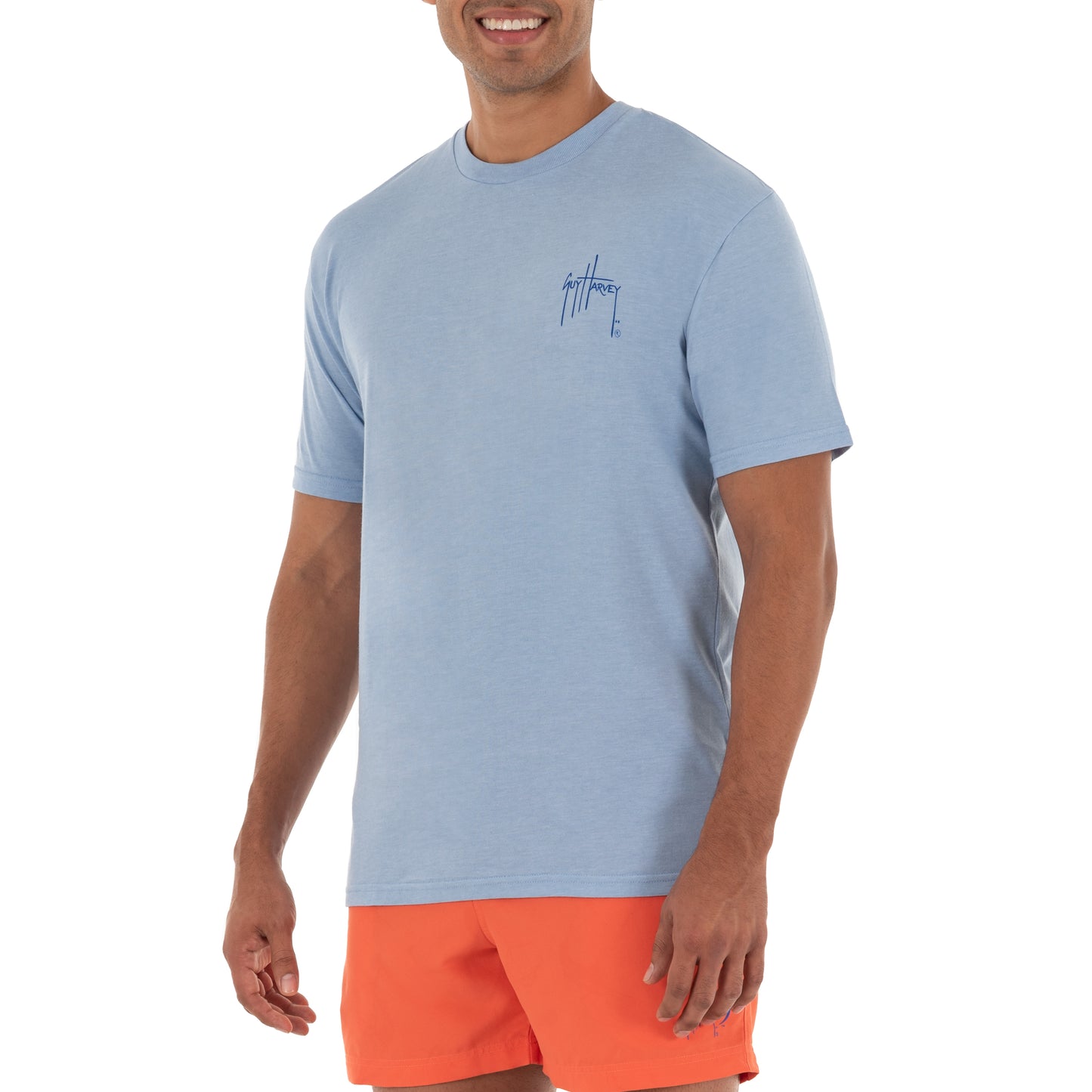 Men's Coastal Redfish Short Sleeve Blue T-Shirt View 2