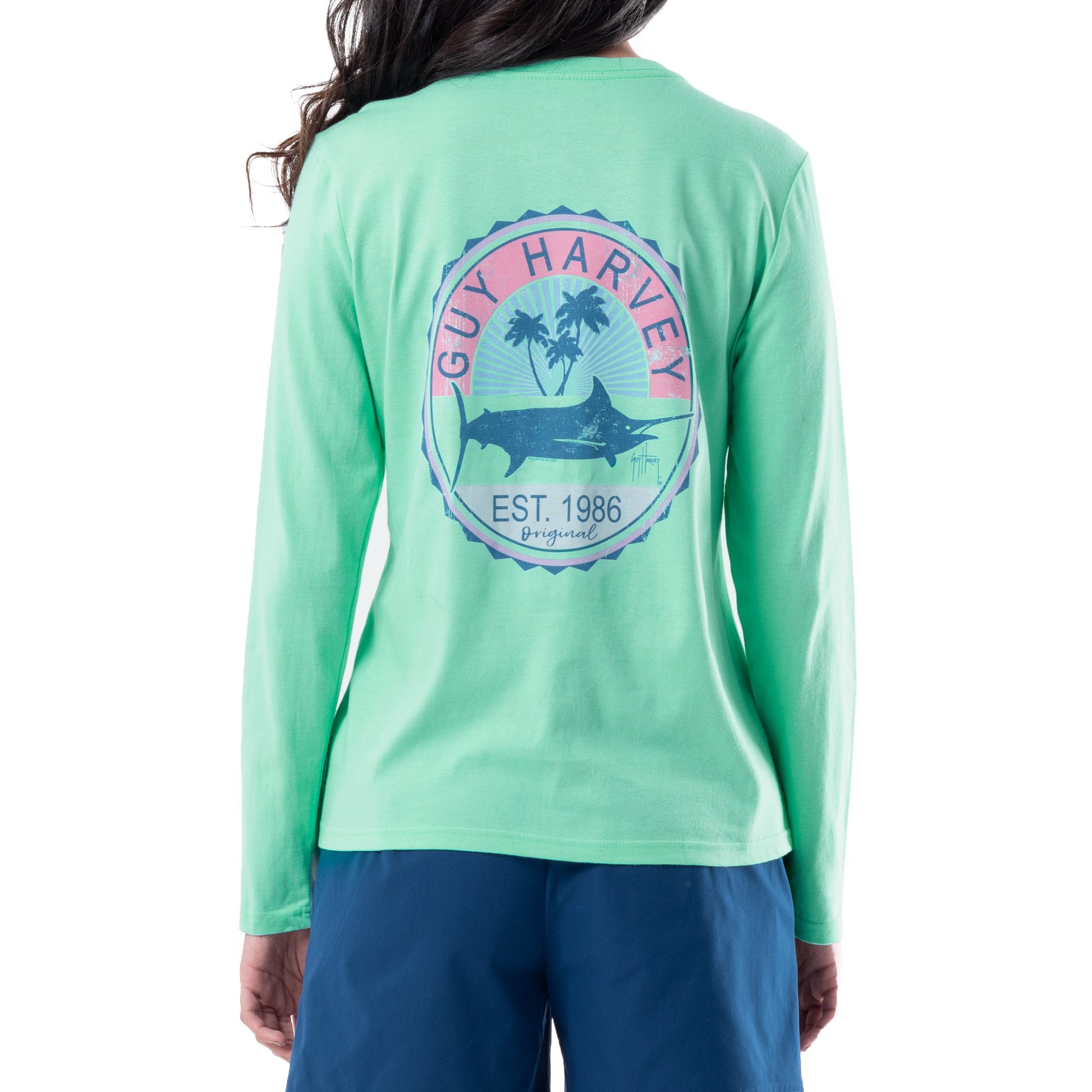 Ladies Stamp Long Sleeve V-Neck T-Shirt View 1