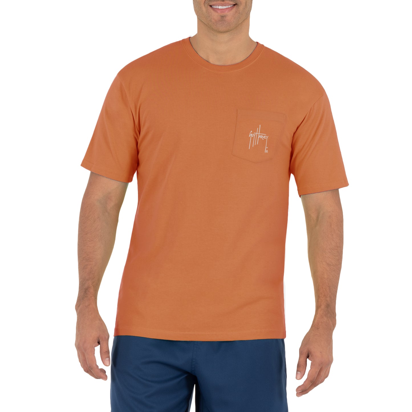 Men's Jumping Marlin II Realtree Orange Short Sleeve Pocket T-Shirt View 2
