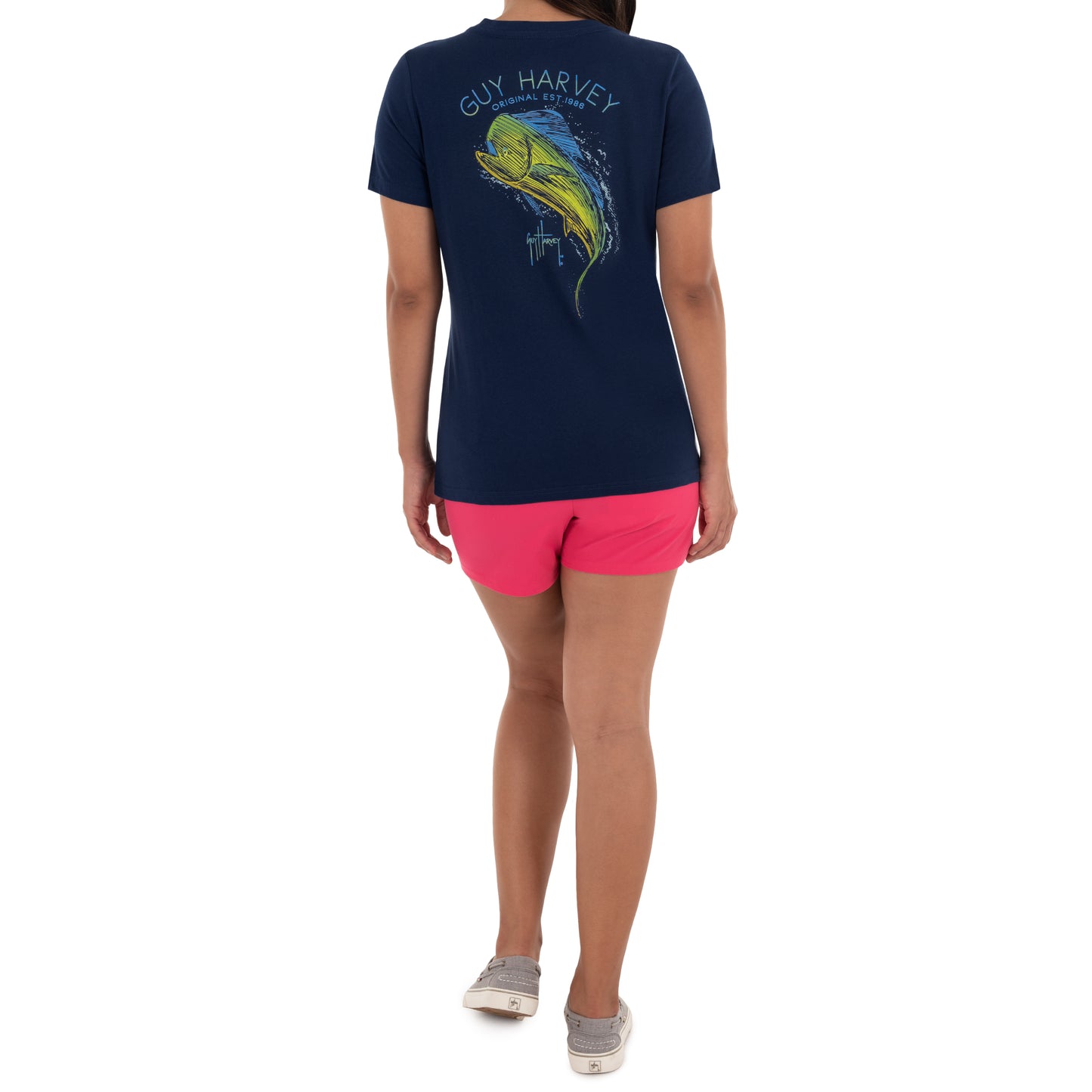 Ladies Mahi Scribble Short Sleeve Navy T-Shirt View 3