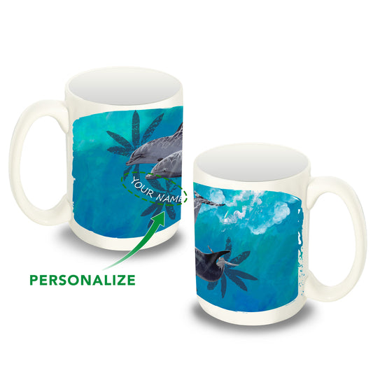 Custom Floral Dolphin Coffee Mug View 1