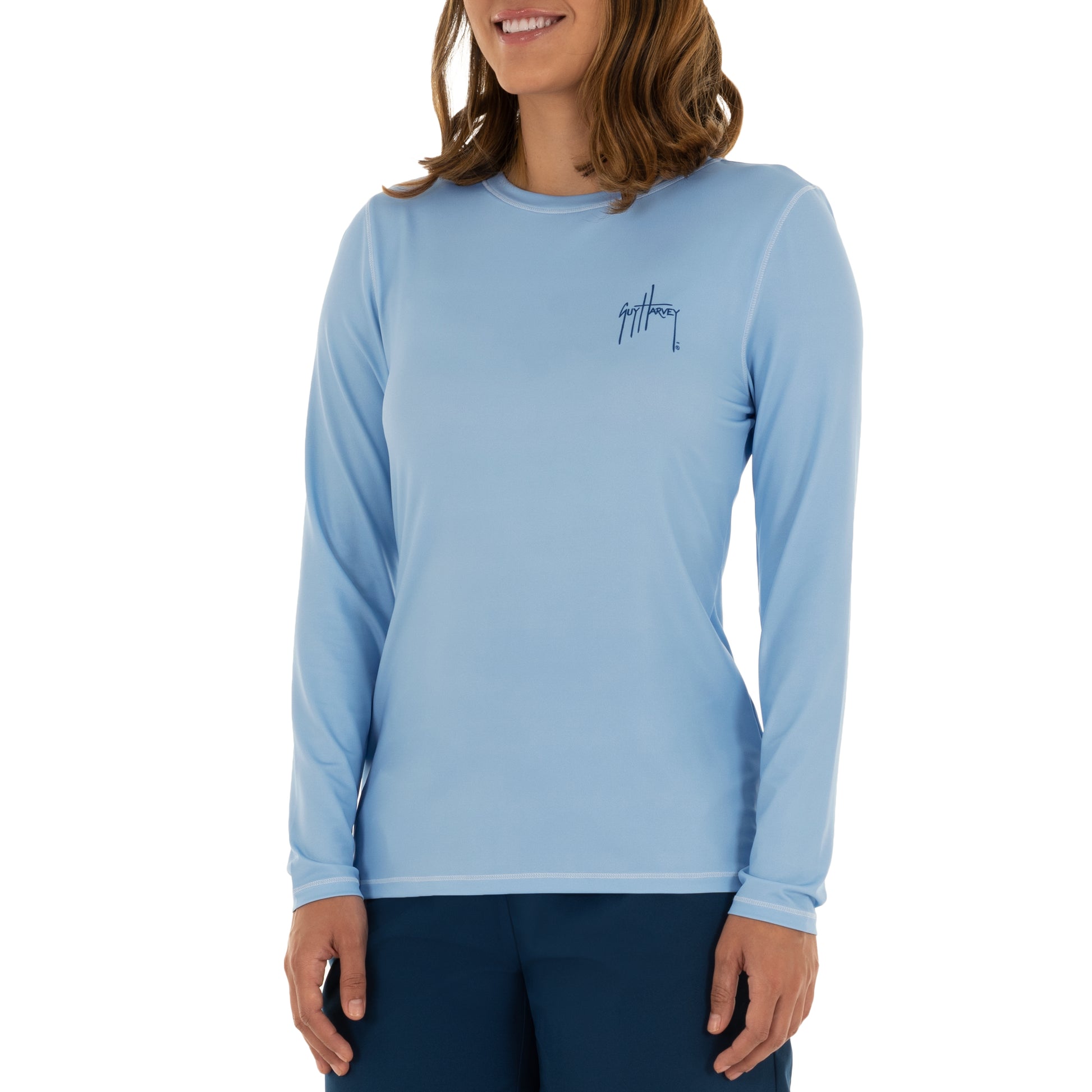Ladies Lure Americana Long Sleeve Blue Sun Protection Top View 4