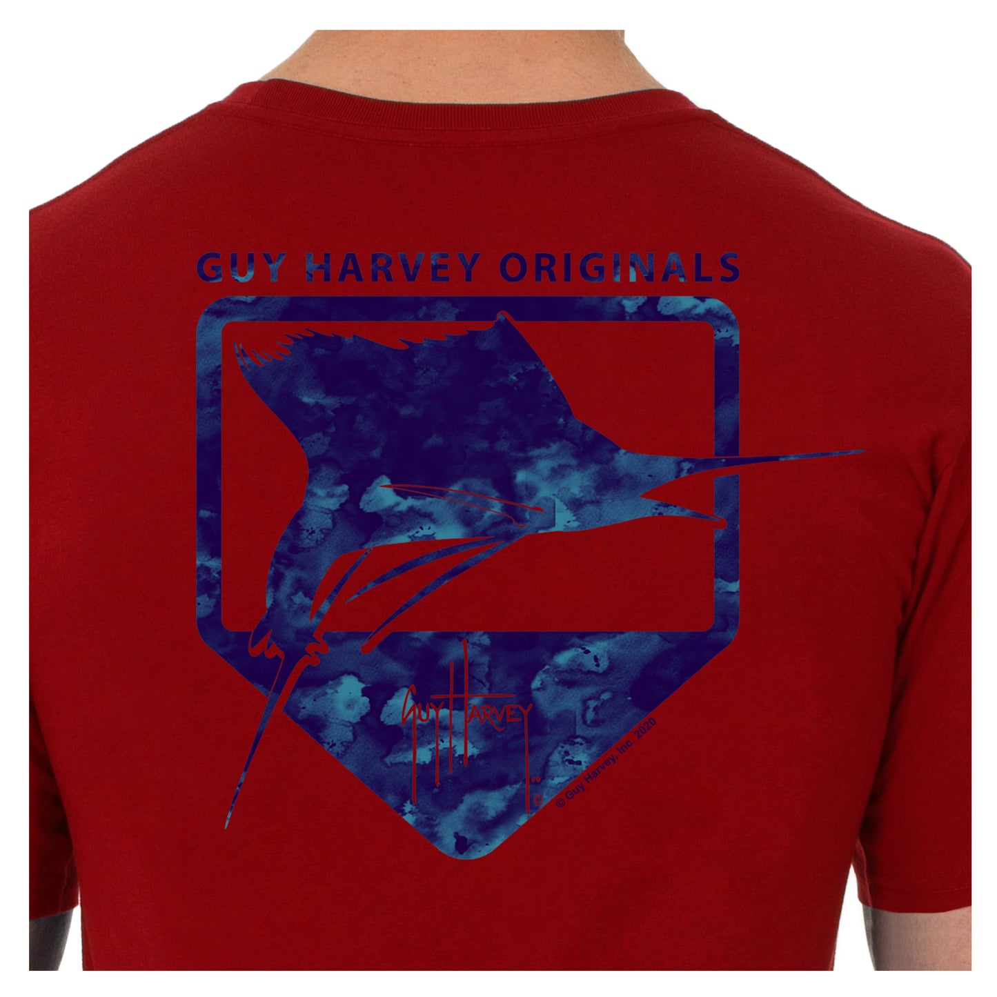 Men's Water Shield Short Sleeve Red T-Shirt