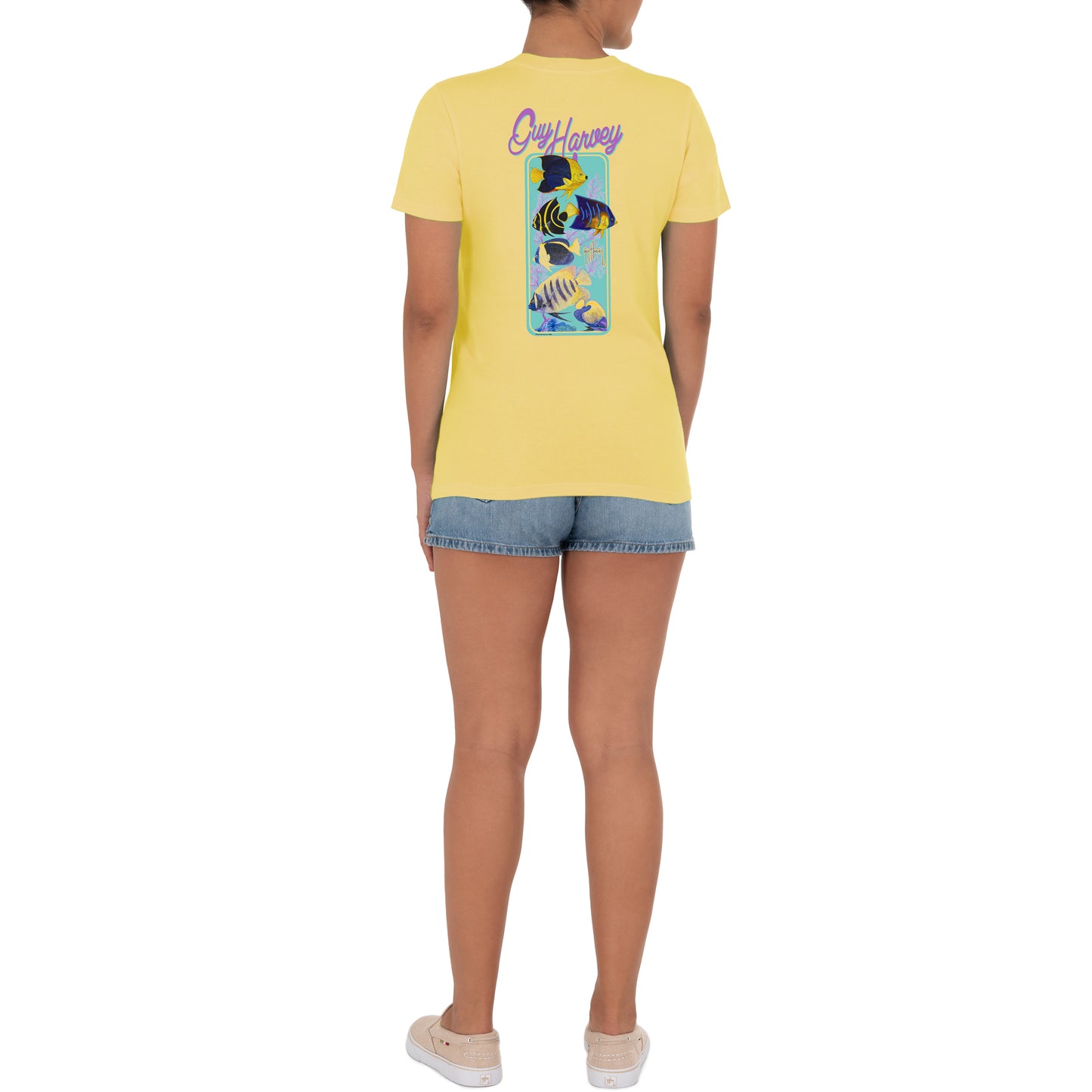 Ladies Tropic Short Sleeve Yellow T-Shirt View 7