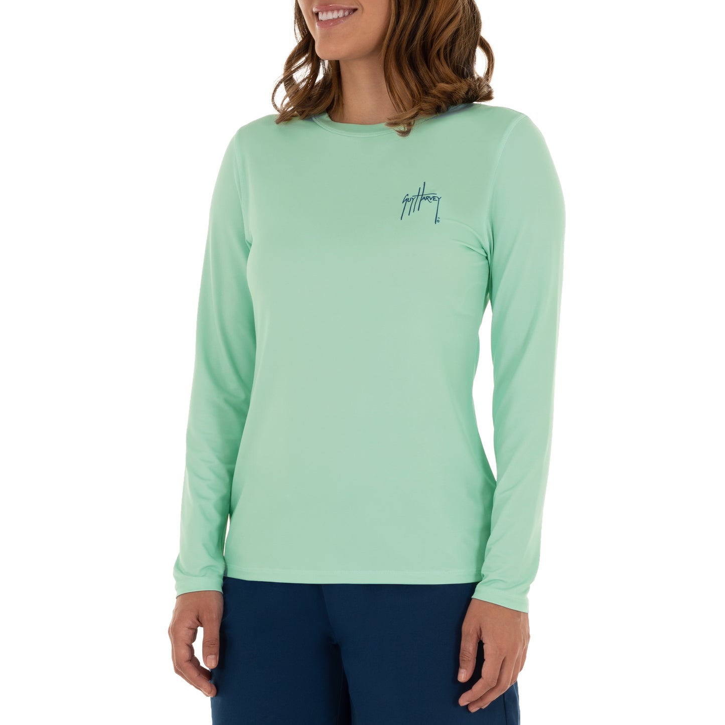 Ladies Lure Americana Long Sleeve Green Sun Protection Top View 2