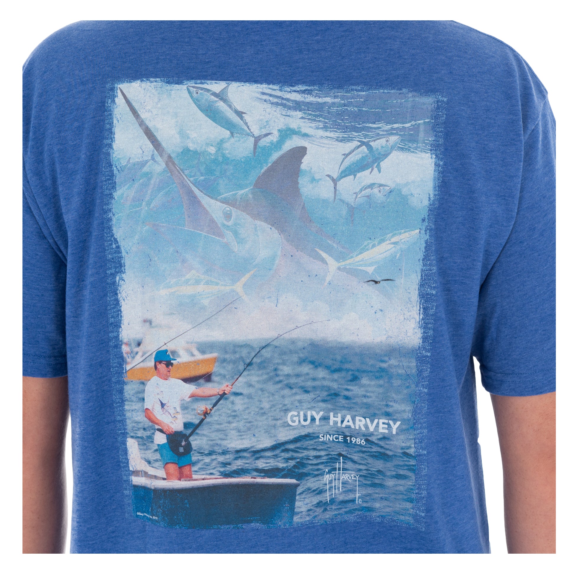 Men's Dr. Harvey Fishing Short Sleeve Royal T-Shirt View 3