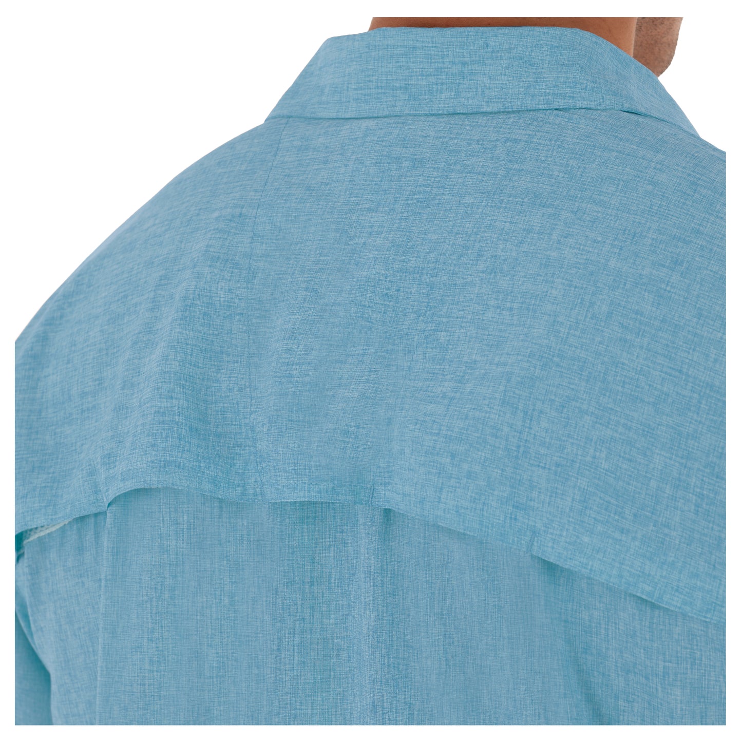 Men's Short Sleeve Heather Textured Cationic Blue Fishing Shirt