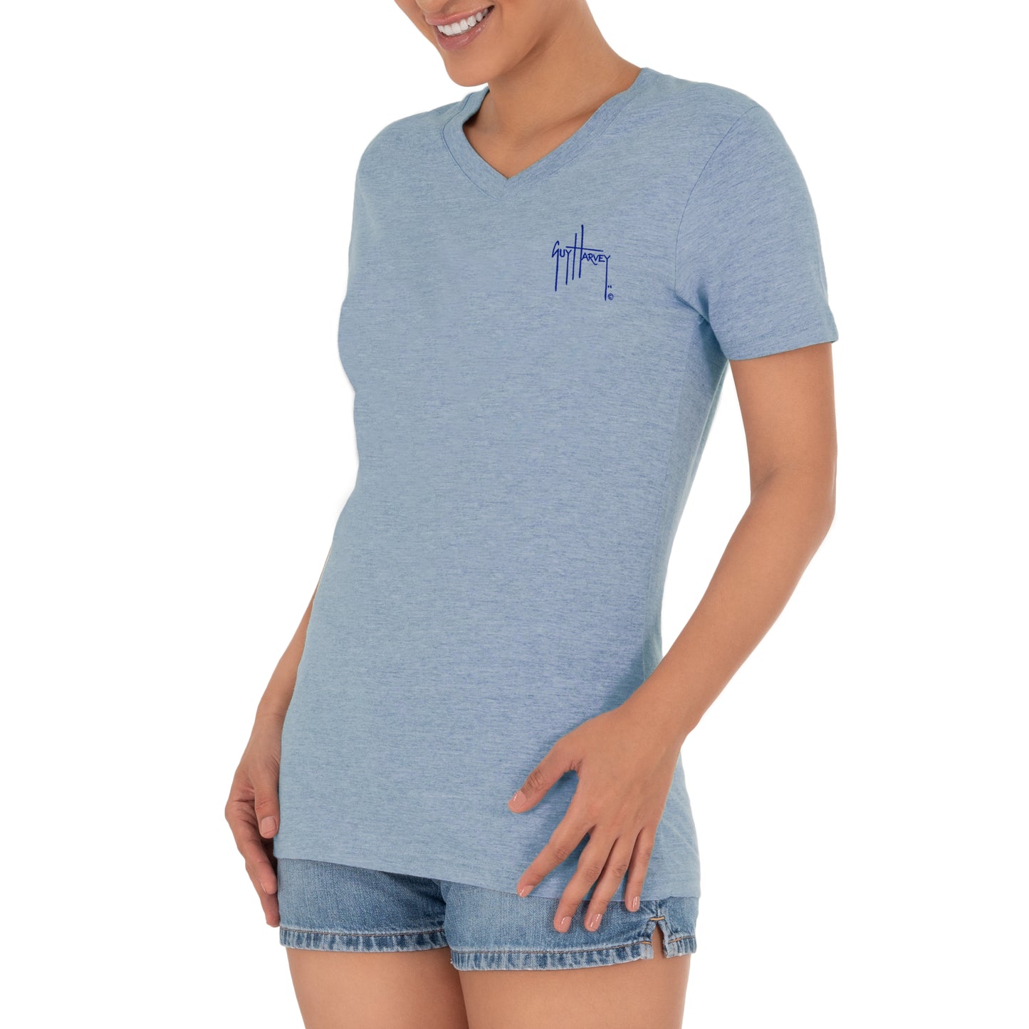 Ladies Sun & Moon Short Sleeve Blue T-Shirt View 2
