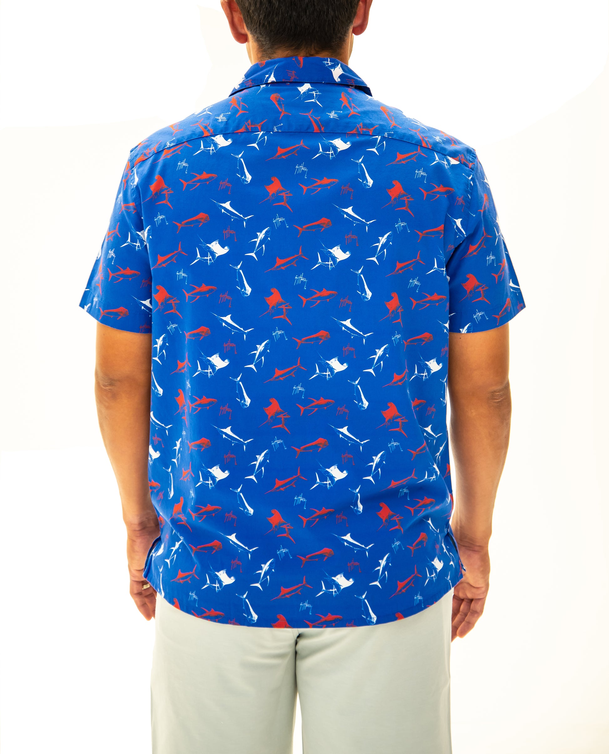 Guy Harvey Men's Short Sleeve Heathered Fishing Shirt
