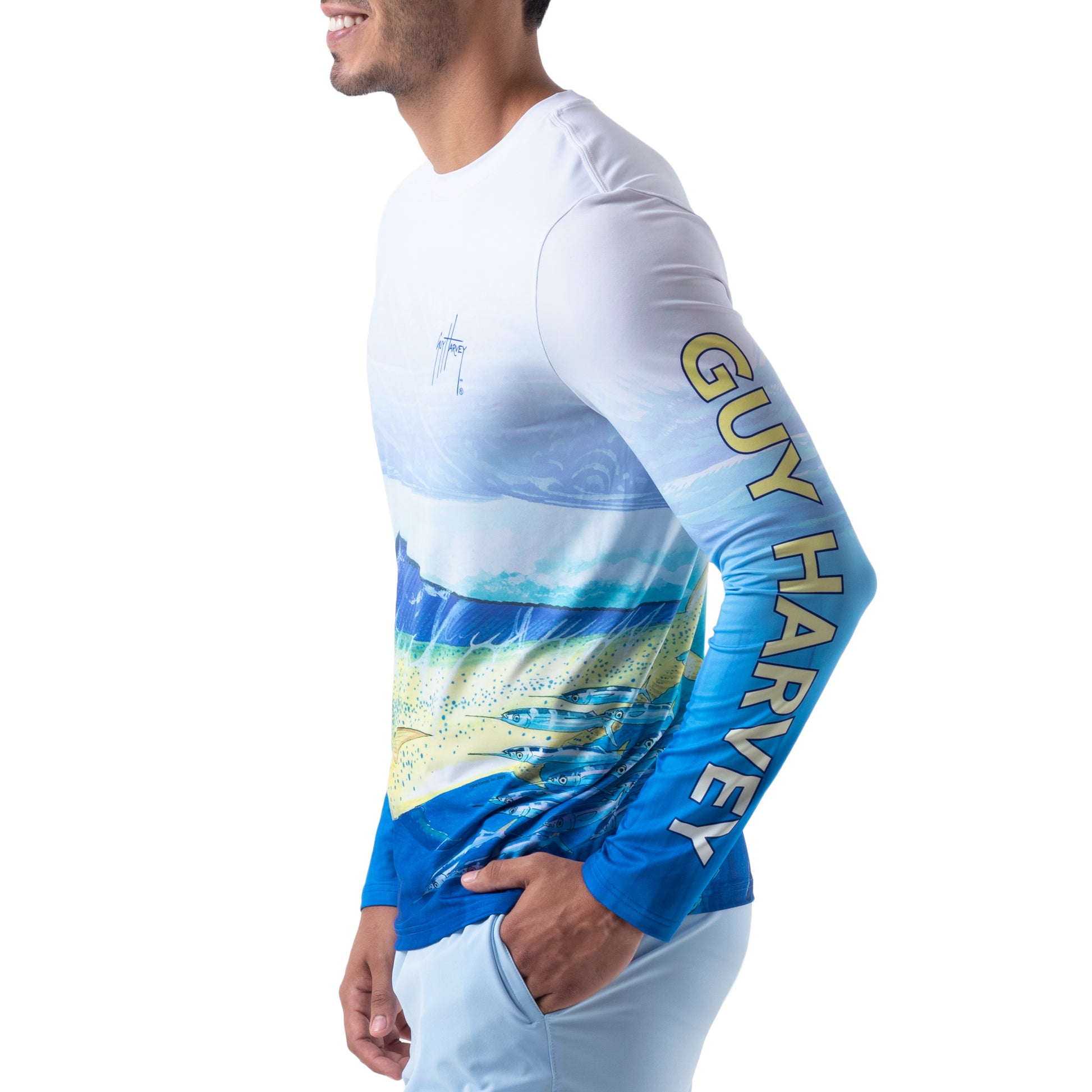 Guy Harvey | Men's Mahi Mahi Long Sleeve Sun Protection Shirt, XL