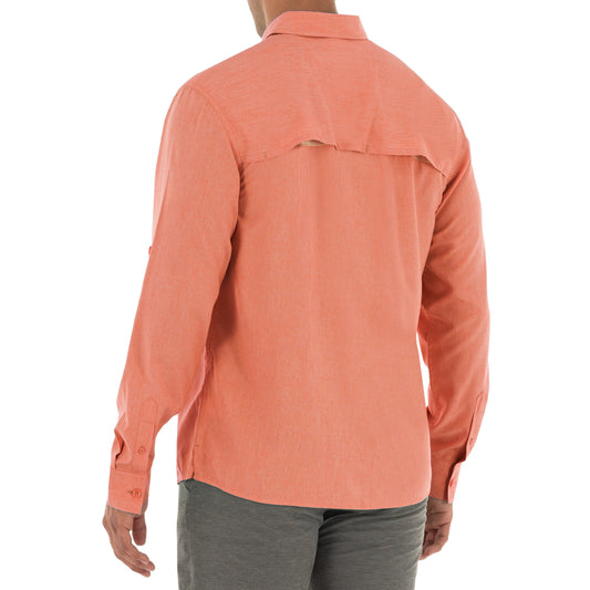 Men's Long Sleeve Heather Textured Cationic Coral Fishing Shirt View 2