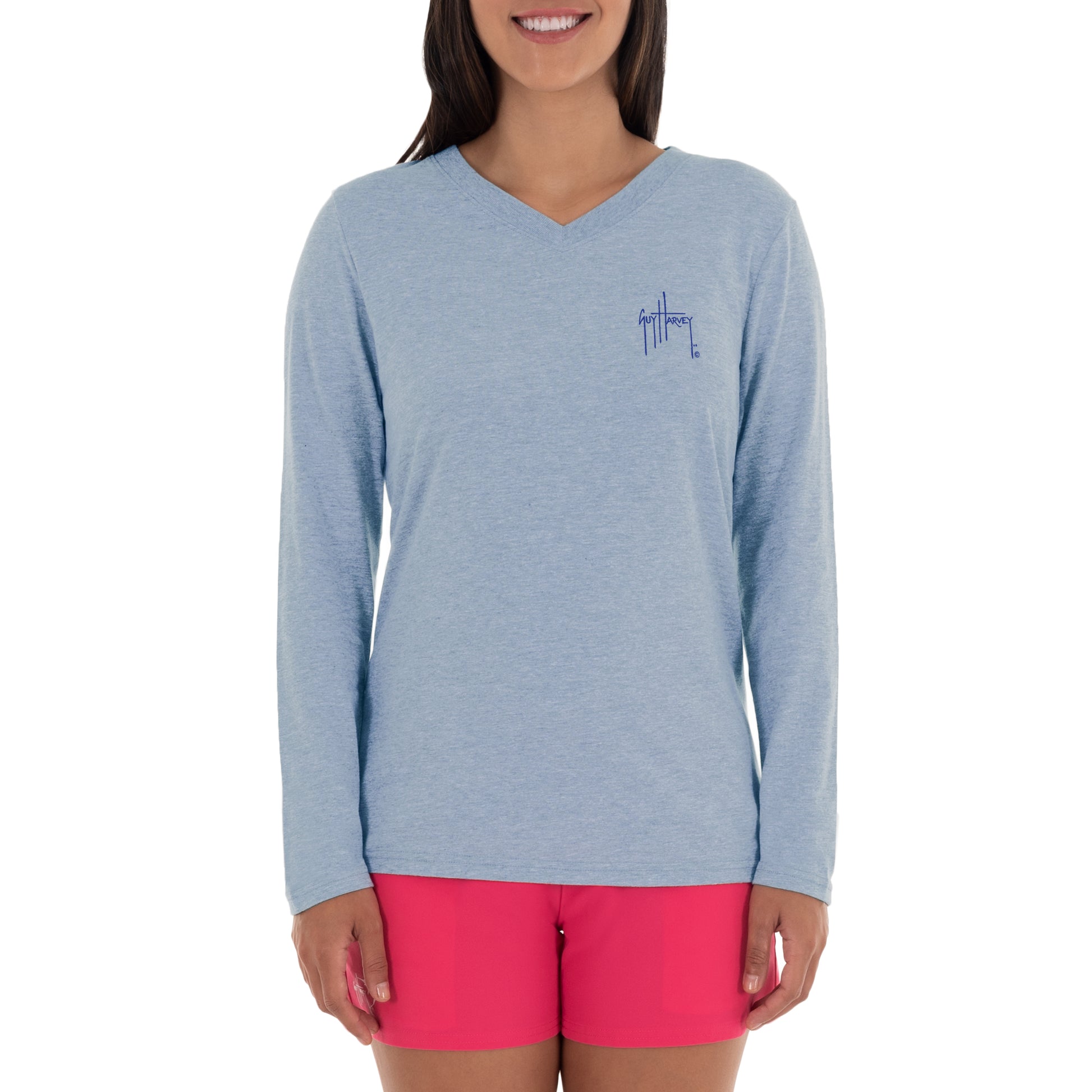 Ladies Two Sails Under Long Sleeve Blue T-Shirt View 2