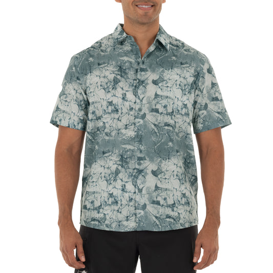 Men's Short Sleeve Printed Grey Fishing Shirt View 1