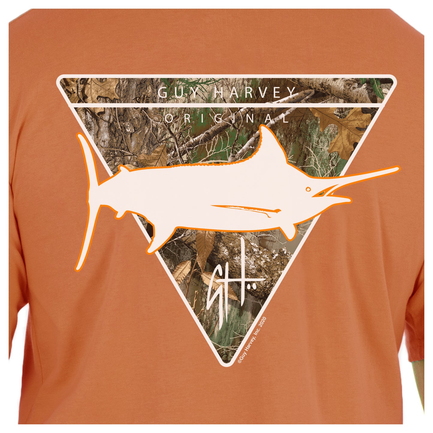 Men's Jumping Marlin II Realtree Orange Short Sleeve Pocket T-Shirt