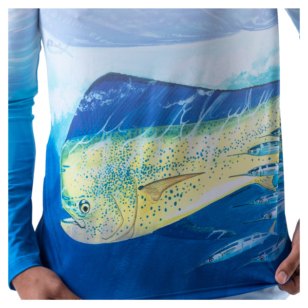 Green & Blue Mahi Mahi Long Sleeve Performance Shirt - Made in the USA –  Tops & Tails Boutique