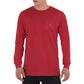 Men's Slam Split Long Sleeve Pocket Red T-Shirt