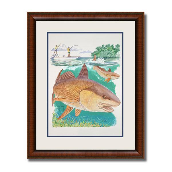 REDFISH WITH BOAT 16X13 MINI FR View 1