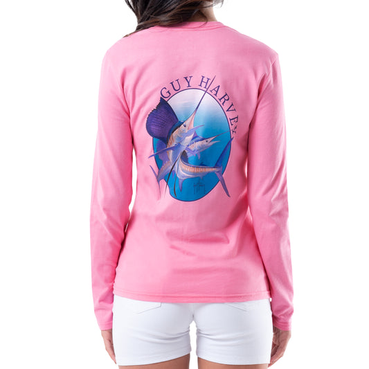 Ladies Two Sails Long Sleeve Crew Neck T-Shirt View 1