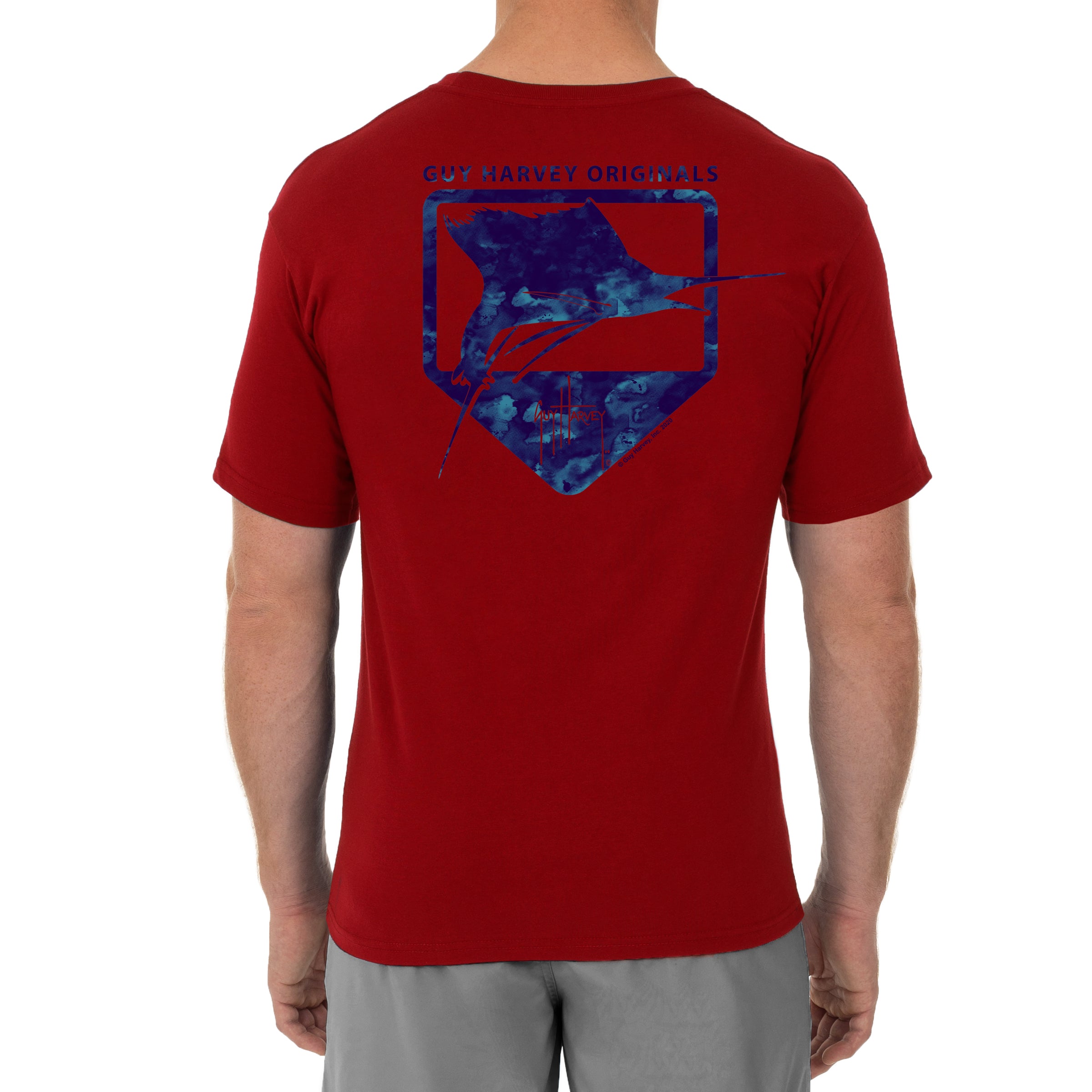 Men's Water Shield Short Sleeve Red T-Shirt View 1