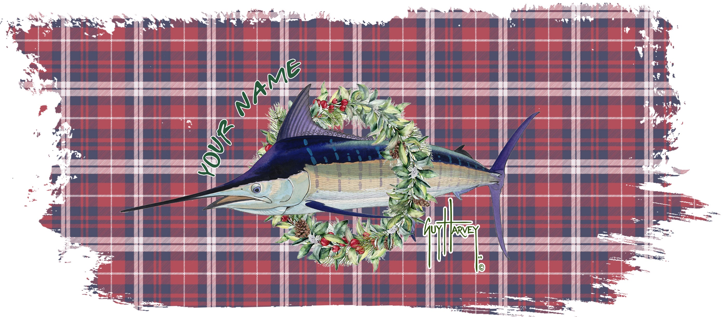 Custom Holiday Plaid Marlin Coffee Mug View 2